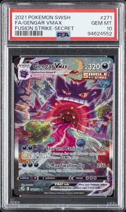 2021 POKEMON SWORD & SHIELD FUSION STRIKE SECRET FULL ART/GENGAR VMAX PSA 10 - Image 1