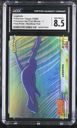 1999 TOPPS POKEMON #1 MOVIE EDITION LEGENDS-RAINBOW FOIL CGC 8.5 MEW LOW POP - Image 1