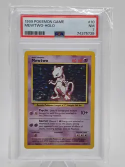 1999 POKEMON BASE SET UNLIMITED #10 MEWTWO-HOLO PSA 7 - Image 1
