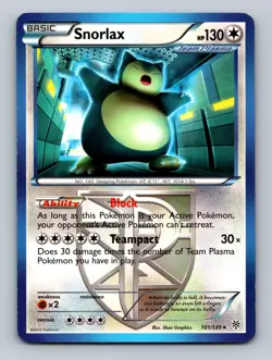 Snorlax (Team Plasma) #101/135 Non Holo Rare Plasma Storm Pokemon LP - Image 1