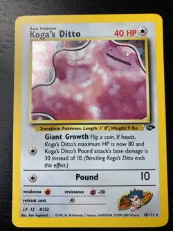 Pokemon RARE Holo Gym Challenge Koga's Ditto 10/132 EX/NM Condition. - Image 1