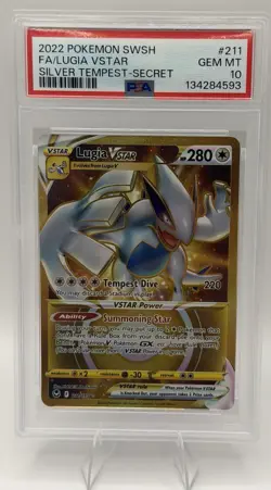 2022 Pokemon SWSH Silver Tempest Lugia VSTAR #211/195 PSA 10 GEM MINT - Image 1