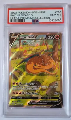 2022 POKEMON SWSH BLACK STAR PROMO #260 FULL ART/CHARIZARD V PSA 10 - Image 1