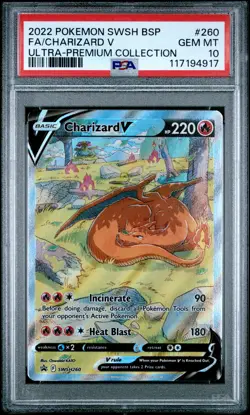 2022 POKEMON SWSH BLACK STAR PROMO #260 FULL ART/CHARIZARD V PSA 10 - Image 1