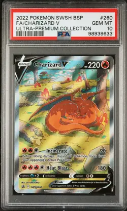 2022 POKEMON SWSH BLACK STAR PROMO #260 FULL ART/CHARIZARD V PSA 10 - Image 1