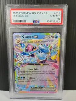 2025 POKEMON HOLIDAY CALENDAR #026 GLACEON EX PSA 10 - Image 1