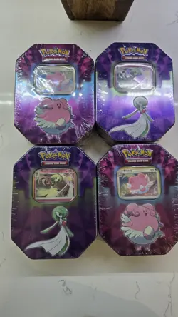 Pokemon 2019 Strong Bonds Blissey/Gardevoir Tins x2Pairs (12 packs & 4 promos) - Image 2