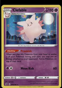 Clefable 075/192 Holo Rare Rebel Clash Pokemon Holo Near Mint - Image 1