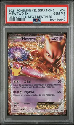 PSA 10 MEWTWO EX 54/99 2021 POKEMON TCG SWSH CELEBRATIONS - CLASSIC COLLECTION - Image 1