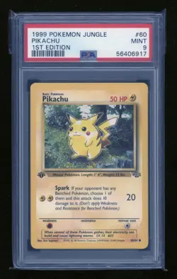 POKEMON 1st Edition Jungle PIKACHU 60/64 Common PSA 9 MINT Vintage WOTC - Image 1