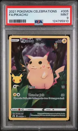 2021 Pokemon Pikachu 005/025 Celebrations Holo Full Art PSA 9 MINT (NEW CERT) - Image 1
