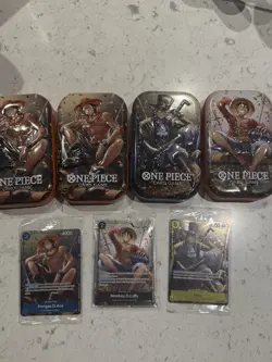 One Piece EMPTY Tin Set Vol 2 with Luffy P075 Sabo P073 Ace P074 Promos English - Image 1