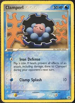 Clamperl 51/92 Legend Maker Regular *DAMAGED* Pokemon Card - Image 1