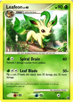 Pokemon TCG Leafeon 24/100 Rare Non-Holo DP Majestic Dawn LP/MP - Image 1