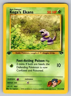 Koga's Ekans 77/132 Common Gym Challenge Pokemon 1st Edition Near Mint - Image 1