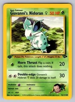 Giovanni's Nidoran F 75/132 Common Gym Challenge Pokemon 1st Edition Near Mint - Image 1