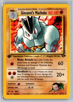 Giovanni's Machoke 42/132 Uncommon Gym Challenge Pokemon 1st Edition Near Mint - Image 1