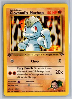 Giovanni's Machop 72/132 Common Gym Challenge Pokemon 1st Edition Near Mint - Image 1