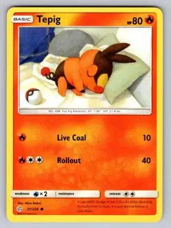 Tepig 31/236 Common Cosmic Eclipse Pokemon Lightly Played - Image 1