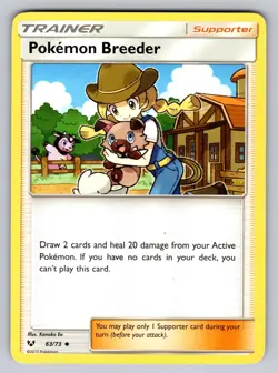 Pokemon Breeder 63/73 Uncommon Shining Legends Pokemon Lightly Played - Image 1