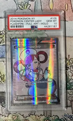 2014 Pokemon TCG XY Flashfire 105 Full Art Pokemon Center Lady PSA 10 LOW POP - Image 1