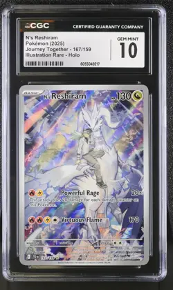 CGC 10 - 2025 Pokemon Journey Together N's Reshiram #167 - Image 1