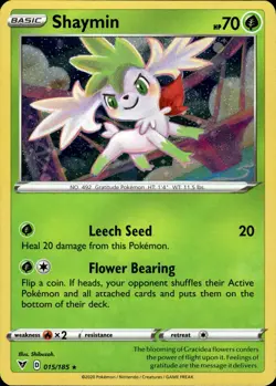 SHAYMIN 015/185 HOLO RARE VIVID VOLTAGE POKEMON HOLO NM - Image 1