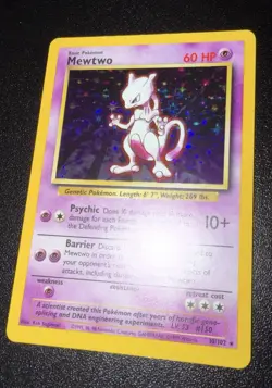 Pokemon TCG Mewtwo Base Set 10/102 Holo Rare 60 HP Basic English 1999 - Image 1