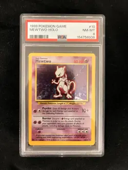 Pokemon Mewtwo Base Set Holo Rare 10/102 1999 PSA 8 60 HP TCG - Image 1