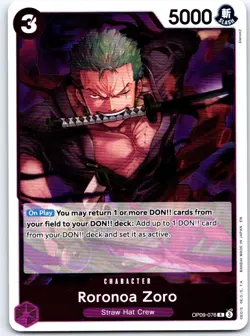 Roronoa Zoro OP09-076 Rare Premium Booster -The Best- Vol. 2 One Piece Foil NM - Image 1