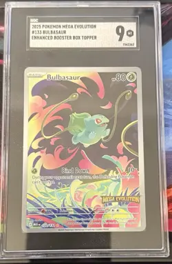 Pokemon TCG Mega Evolution Bulbasaur Box Topper Stamped 133/132 SGC 9 - Image 1