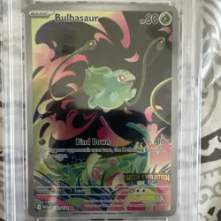 Pokemon Bulbasaur Illustration Rare Holo ME01: Mega Evolution 133/132 PSA 7 EN - Image 3