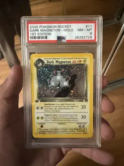 Pokemon 1st Edition Dark Magneton Holo 11/82 Team Rocket PSA 8 NM/Mint - Image 1
