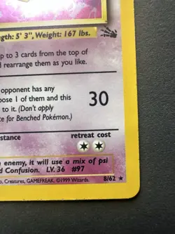 Hypno 8/62 Fossil Holo Rare Pokemon Card WOTC 1999 Stage 1 90 HP Unlimited - Image 4