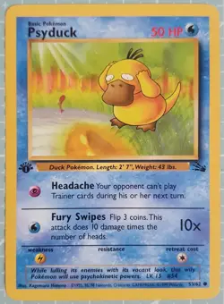 Psyduck 53/62 Common: 1st First Edition Fossil Pokemon Trading Card Game TCG - Image 1