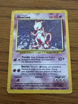 Mewtwo 10/102 Holo Rare Base Set Pokemon Card - Image 1