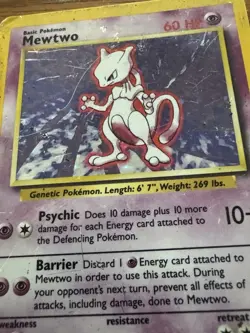 Mewtwo 10/102 Holo Rare Base Set Pokemon Card - Image 2