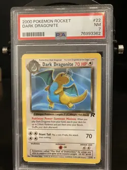 2000 Pokemon Team Rocket Dark Dragonite Non Holo 22/82 PSA 7 - Image 1