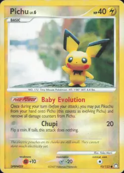 Pichu 93/123 Common Mysterious Treasures Pokemon Reverse Holo Damaged - Image 1