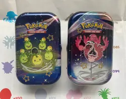 Pokemon TCG Scarlet & Violet Paldean Fates Mini Tin Lot Of 2 Smoliv & Flamingo - Image 1