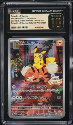 2023 Pokemon Japanese SV Promo Pre-Order Detective Pikachu #98 CGC 10 PRISTINE - Image 1