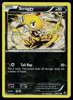 Pokemon Card Flashfire Scraggy 58/106 Reverse Holo Common - Image 1