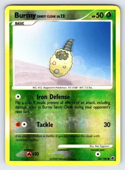 Burmy 54/100 Majestic Dawn Pokemon Card TCG Sugimori Art Reverse Holo - Mp - Image 1