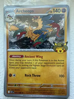 Pokemon TCG Archeops Promo Cards 051/086 Holo Stage 2 HP 140 English 2025 - Image 1