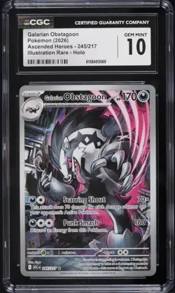 CGC 10 Pokemon Galarian Obstagoon 245/217 Me: Ascended Heroes Holo - Image 1