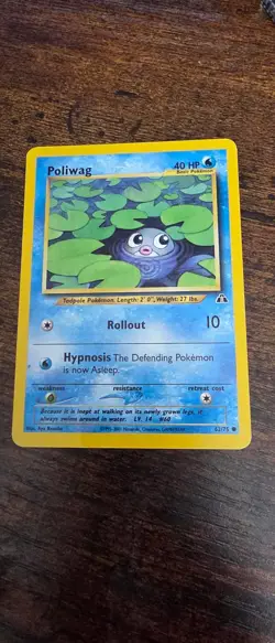 Poliwag 62/75 Common Neo Discovery Pokemon Moderately Played - Image 1