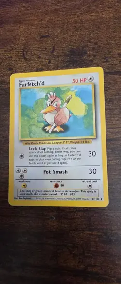 Farfetch'd 27/102 Uncommon Base Set Unlimited Pokemon Lightly Played - Image 1
