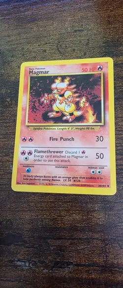 Magmar 36/102 Uncommon Base Set Unlimited Pokemon Lightly Played - Image 1