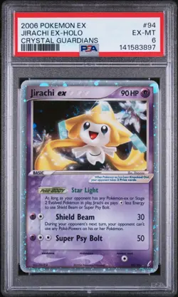 2006 POKEMON EX CRYSTAL GUARDIANS #94 JIRACHI EX-HOLO PSA 6 - Image 1