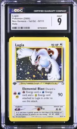 2000 LUGIA NEO GENESIS HOLO 1ST EDITION #9 CGC 9 MINT POKEMON - PARTIAL SWIRL - Image 1